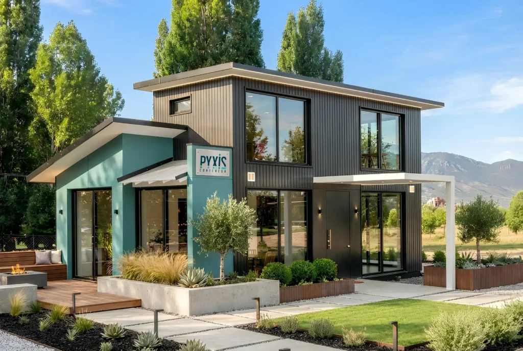Maison fabriquée à partir de conteneurs recyclés